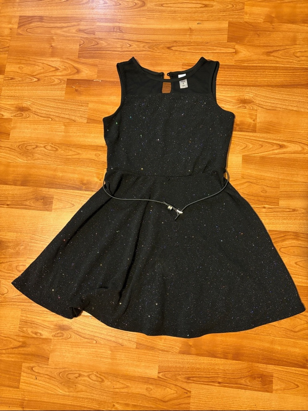 total girl Black Glitter Fit-and-Flare Party Dress